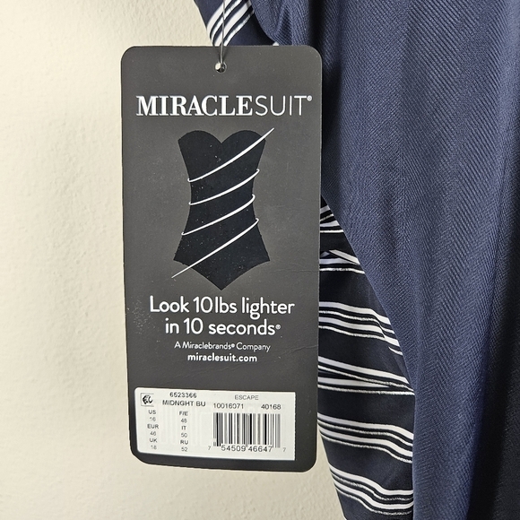 Miraclesuit Blue and White One Piece Swimwear with Nautical Stripes - Picture 7 of 10